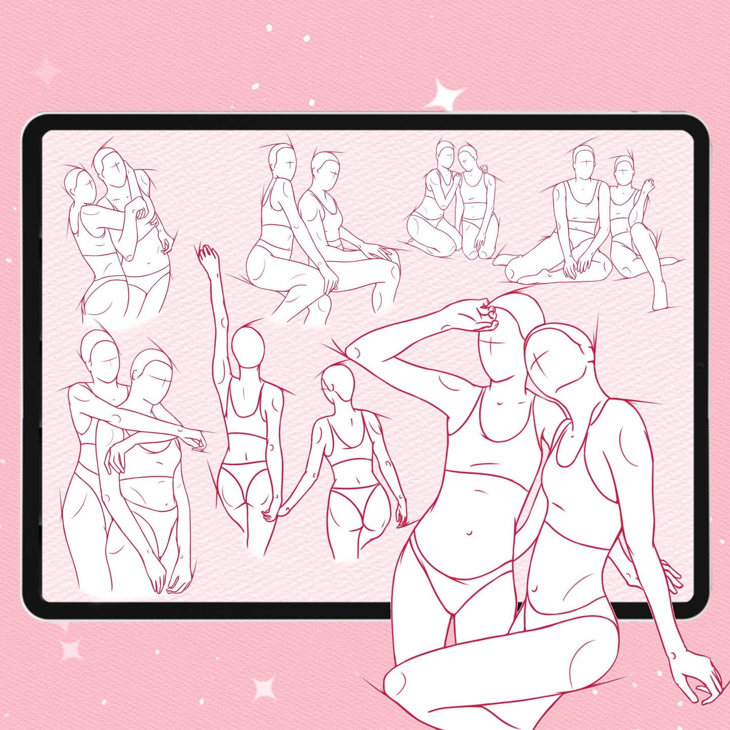 Procreate 여성 커플 브러시, Photoshop 친구 브러시, Clip Studio 여성 및 커플 브러시