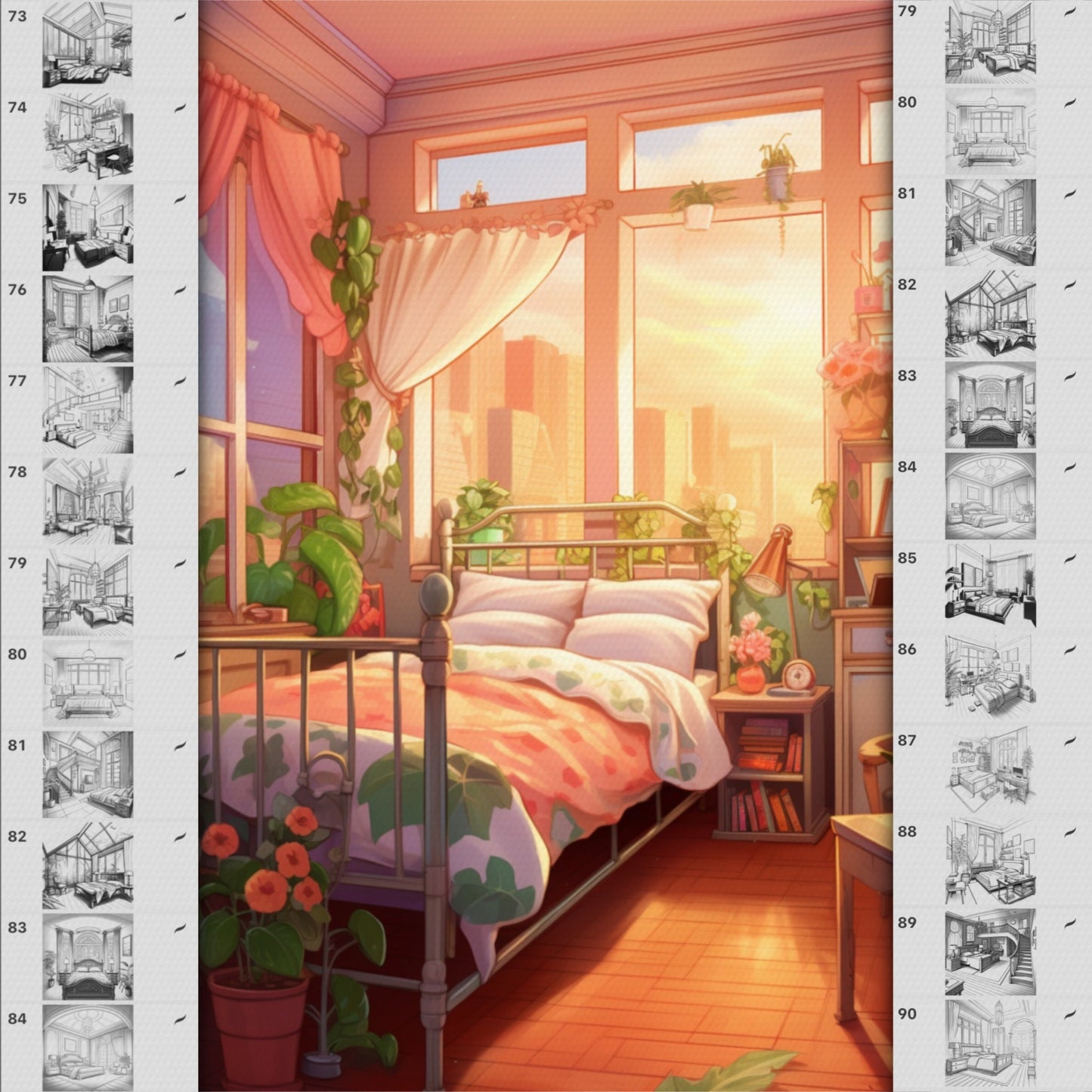 Procreate Bedroom Brushes & Photoshop Interior Stamps – Beds, Furniture & More