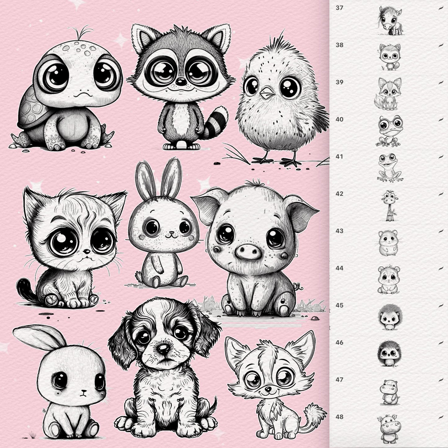 Procreate Cute Animal Brushes – Photoshop Cartoon & Kawaii Animal Stamps