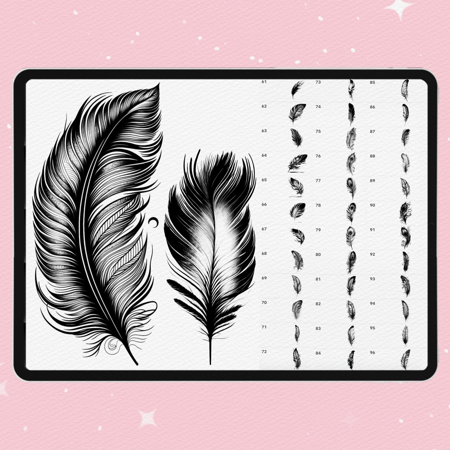 Feather Brushes for Procreate & Photoshop – Realistic Tattoo & Clip Studio Feather Brush Set
