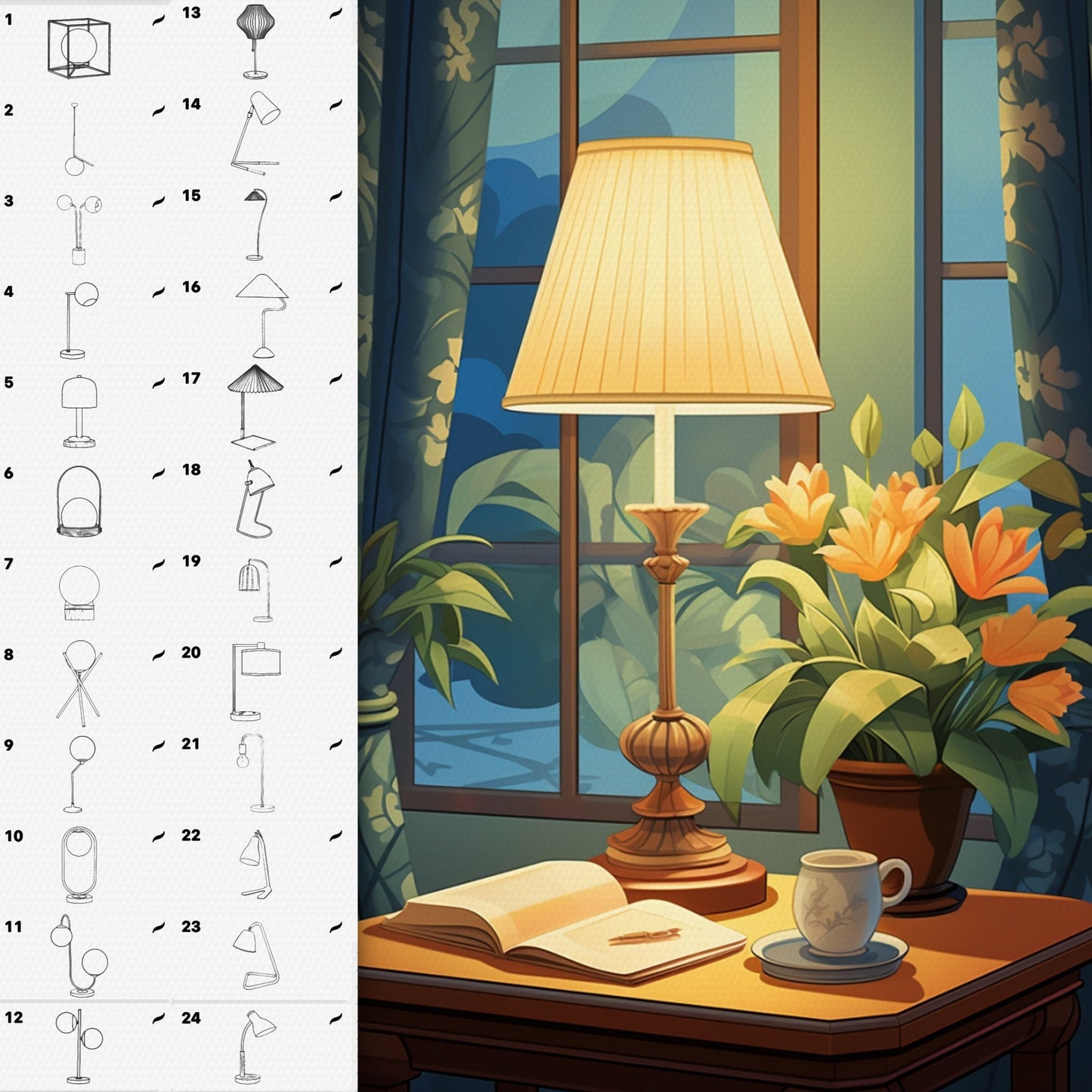 Procreate Interior Brushes – Photoshop Lamp & Light Stamps – Chandelier Brushes for Digital Art