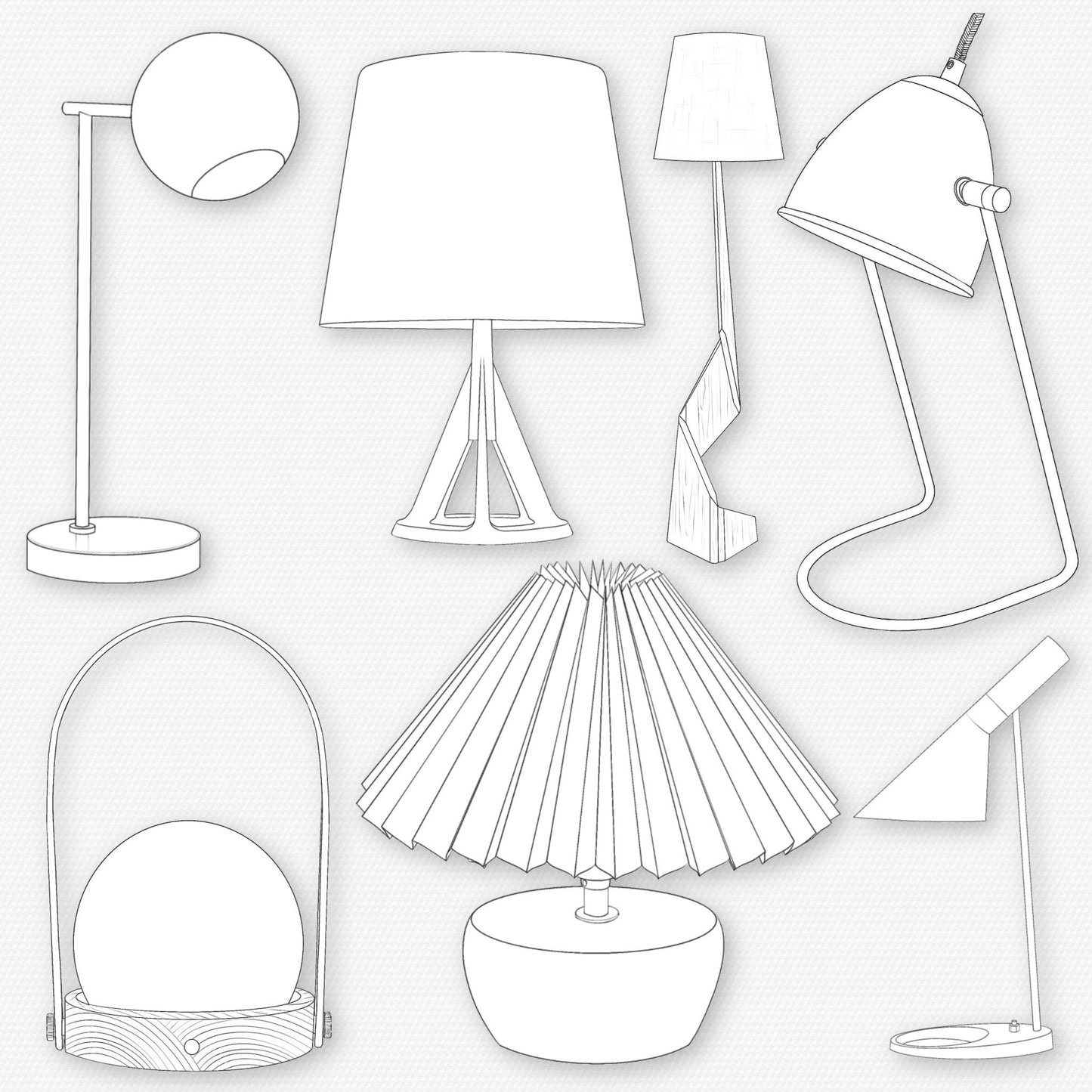 Procreate Interior Brushes – Photoshop Lamp & Light Stamps – Chandelier Brushes for Digital Art