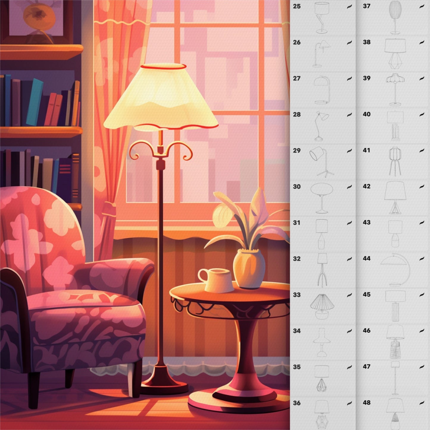 Procreate Interior Brushes – Photoshop Lamp & Light Stamps – Chandelier Brushes for Digital Art