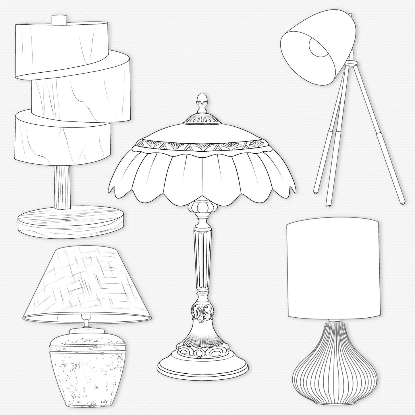 Procreate Interior Brushes – Photoshop Lamp & Light Stamps – Chandelier Brushes for Digital Art