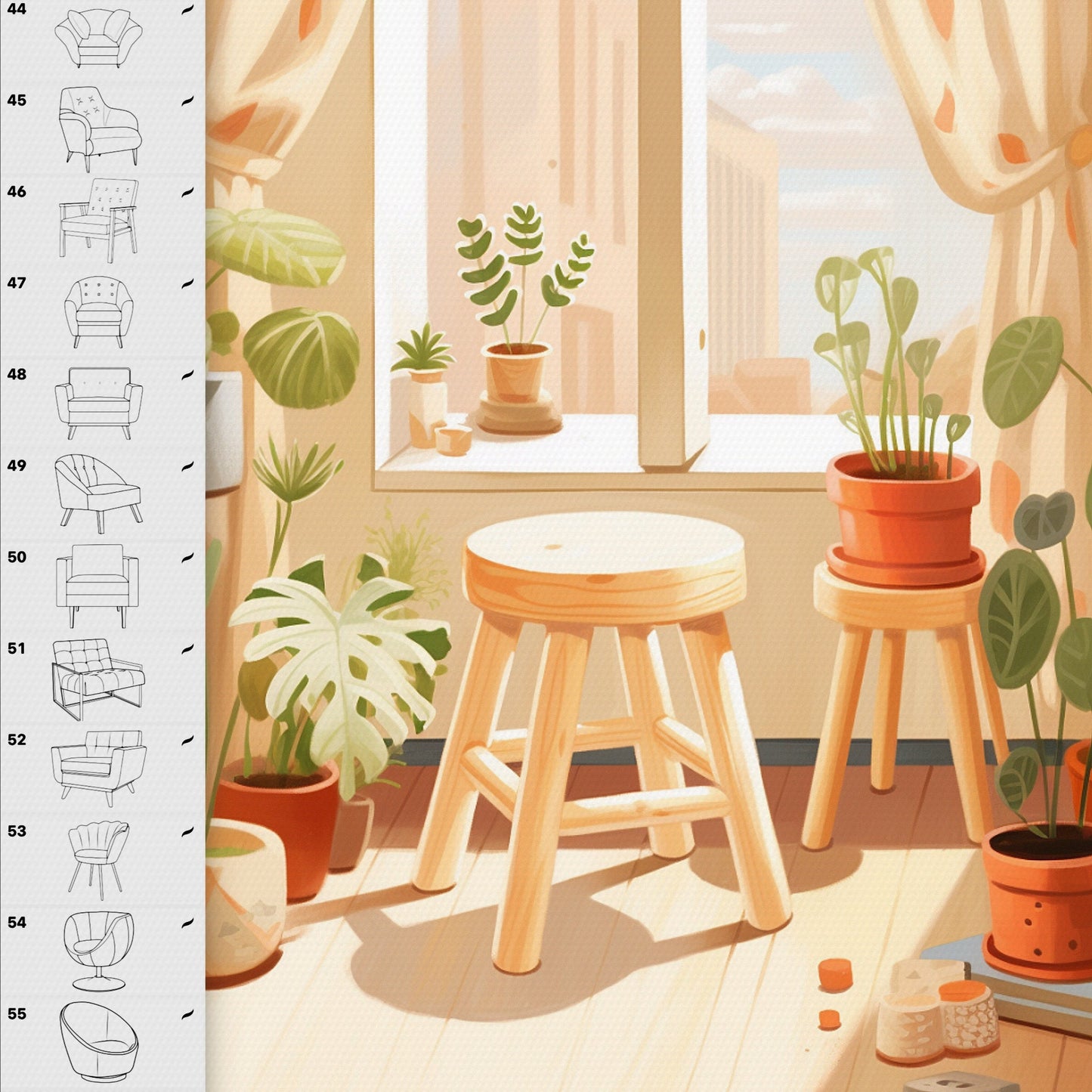 Procreate 인테리어 디자인 브러시 – 포토샵 가구 및 의자 브러시 세트