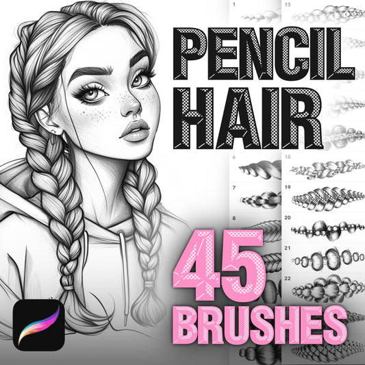 Procreate Hair, Braids & Pencil Brushes for Portraits