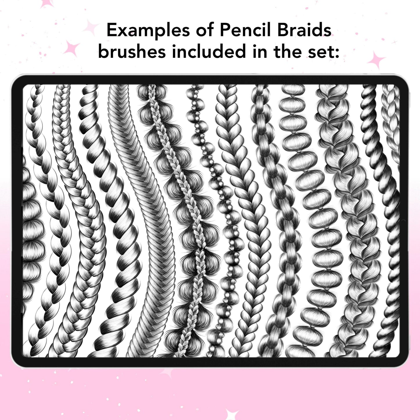 Procreate Hair, Braids & Pencil Brushes for Portraits
