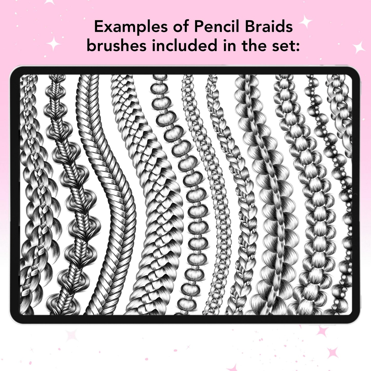 Procreate Hair, Braids & Pencil Brushes for Portraits