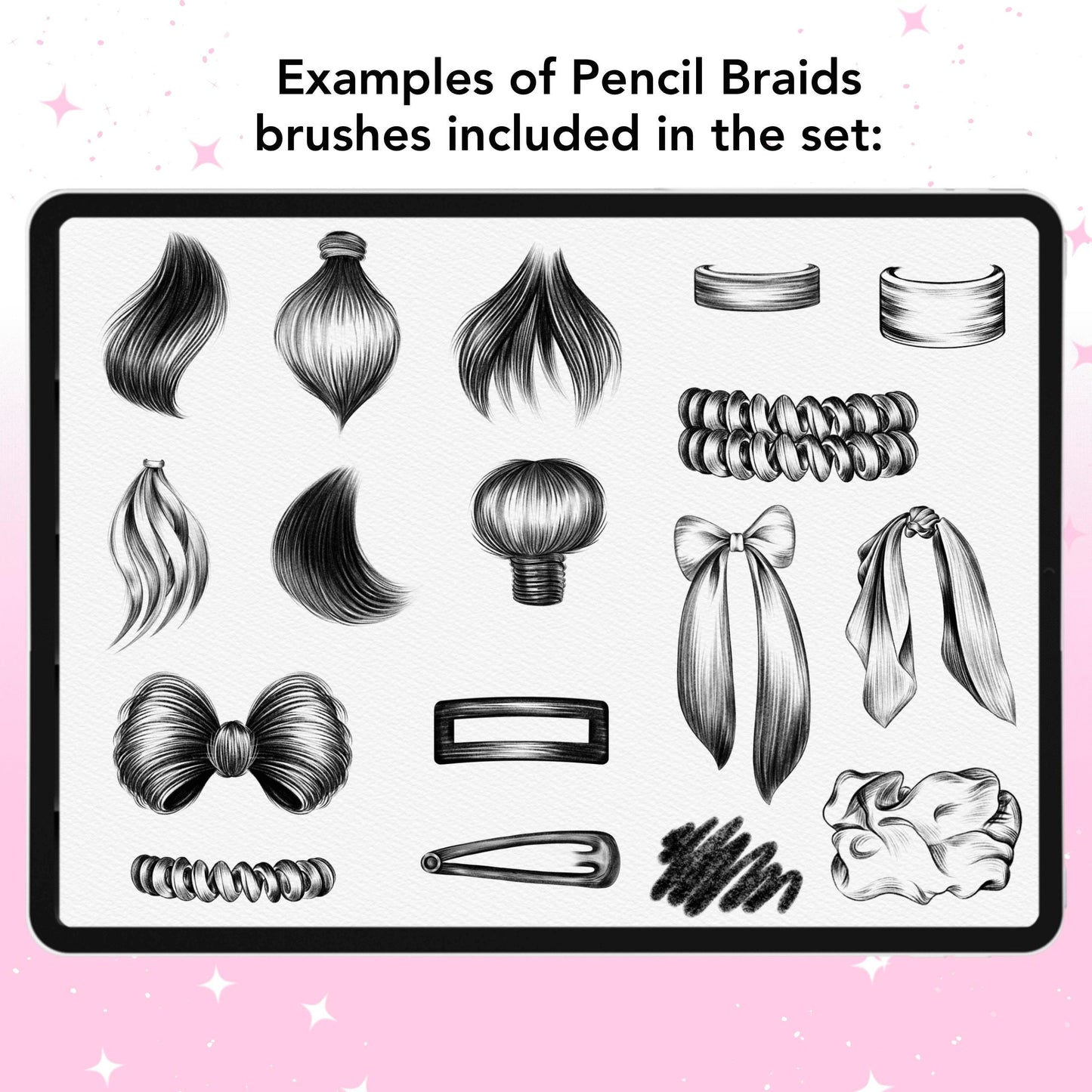 Procreate Hair, Braids & Pencil Brushes for Portraits