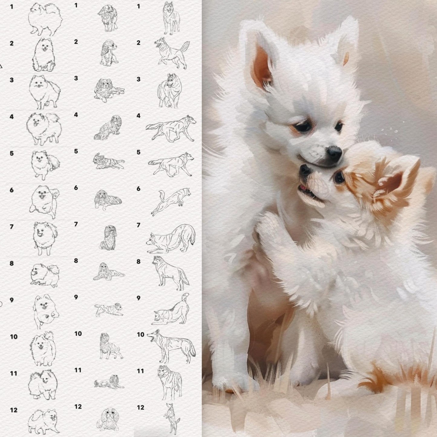 Procreate Dog Brushes – Photoshop & Clip Studio Poodle, Spitz, Husky & King Charles Brush Set