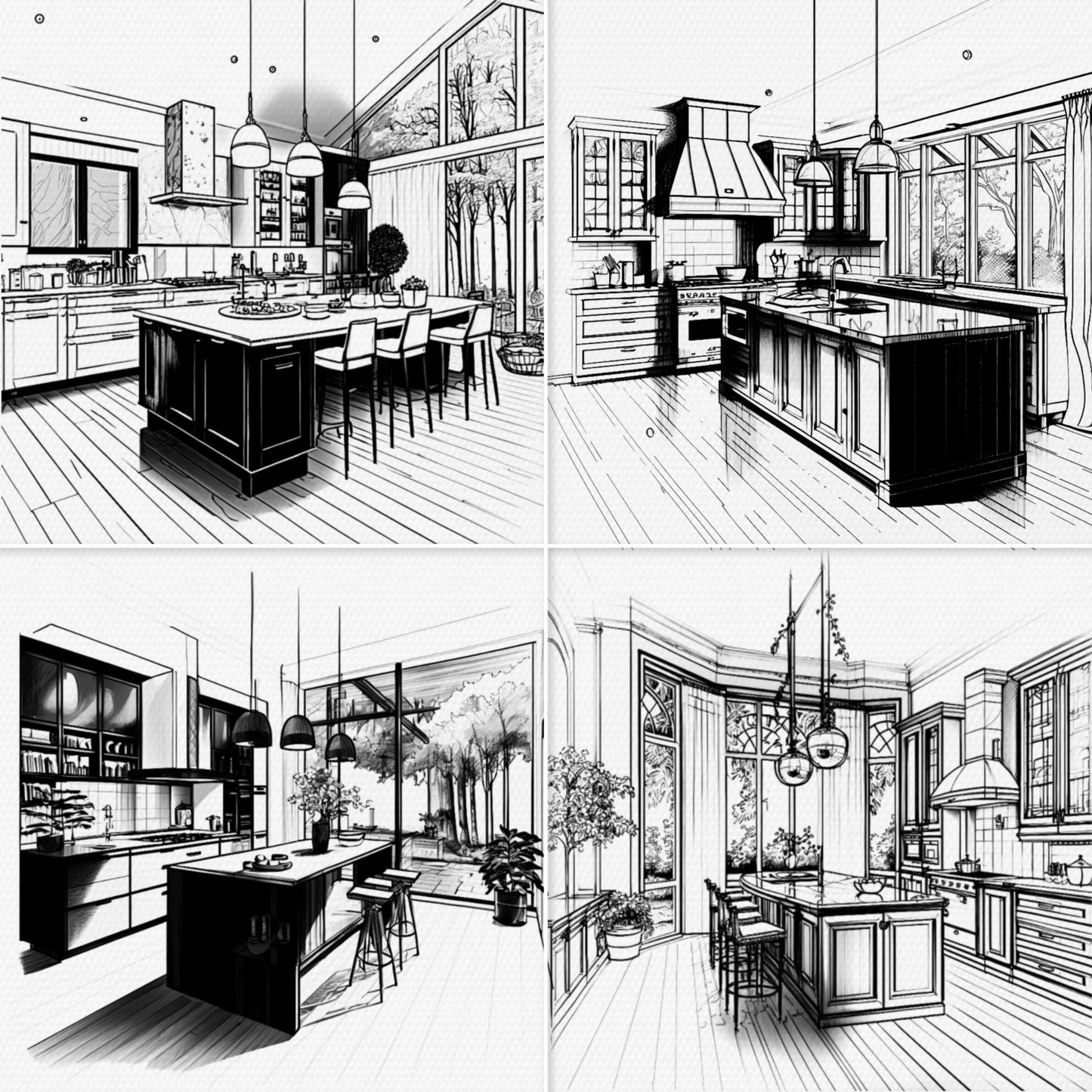 Procreate 및 Photoshop용 78개 인테리어 및 가구 브러시 - 객실 및 주방 세트
