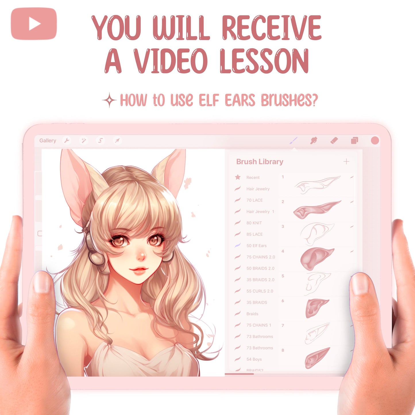 Procreate 및 Photoshop용 엘프 귀 & 판타지 초상화 브러시 - 마법의 얼굴 세트