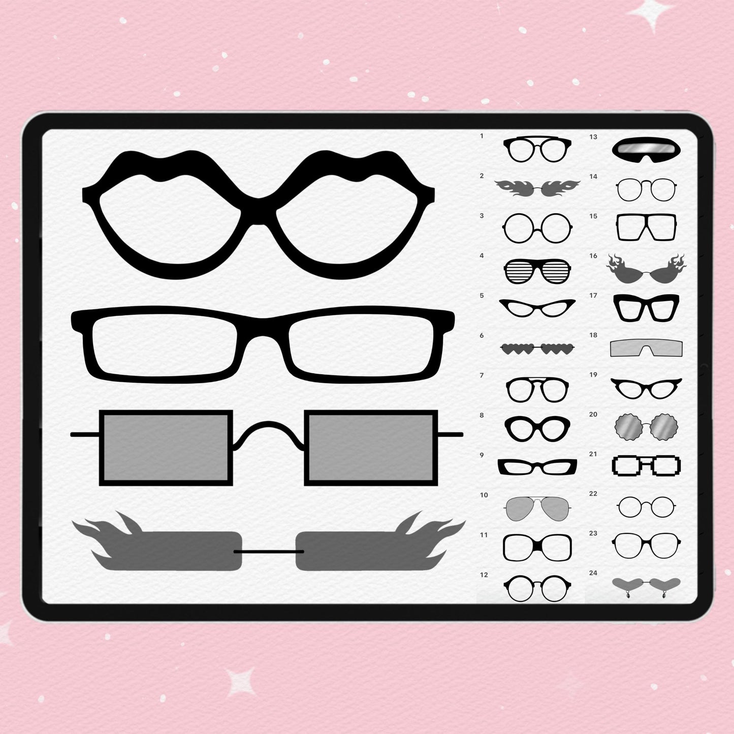Glasses & Sunglasses Brushes for Procreate & Photoshop – Eyes & Portrait Set