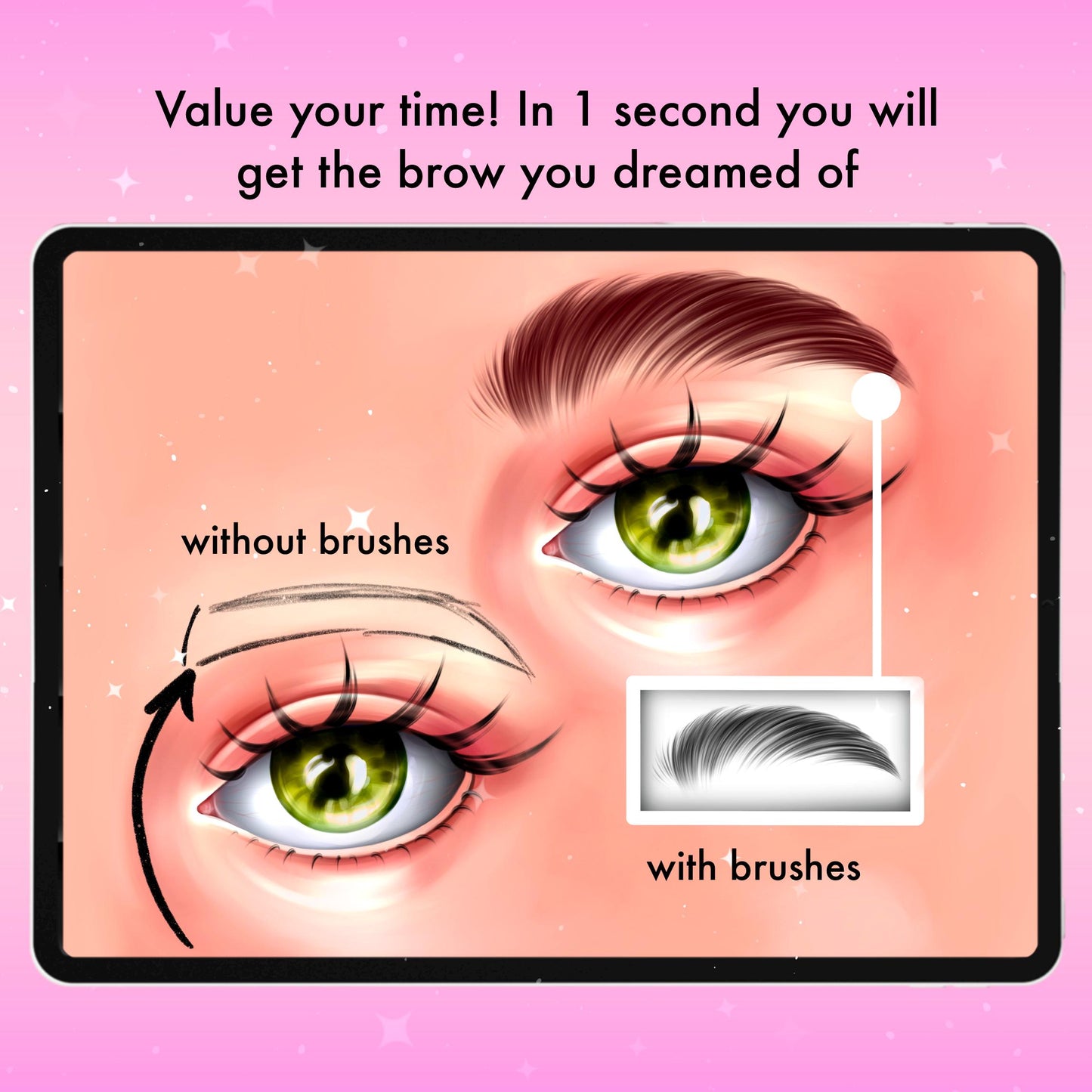 Procreate Brows & Makeup Brushes | Eyebrow, Face & Portrait Brush Set for Digital Female Art