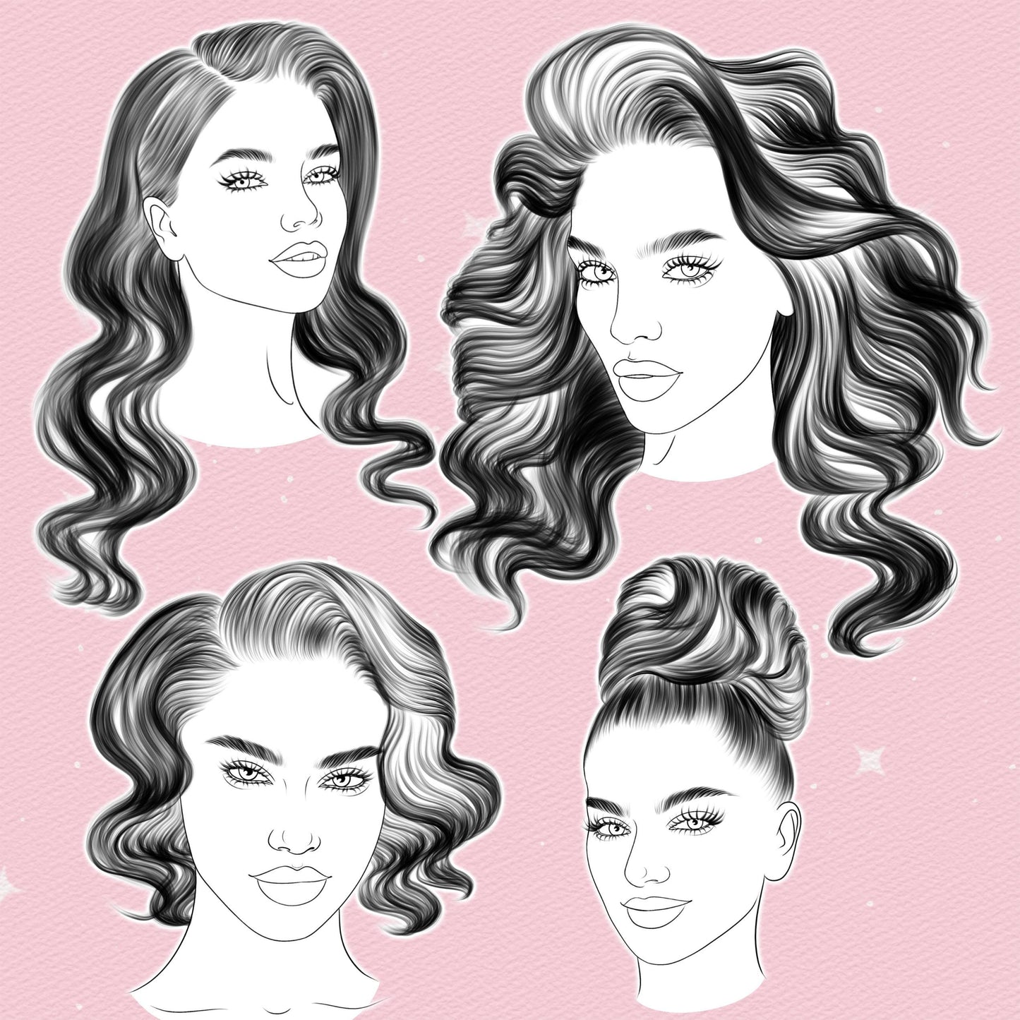 35 Female Face & Portrait Brushes for Procreate & Photoshop – Makeup & Guides