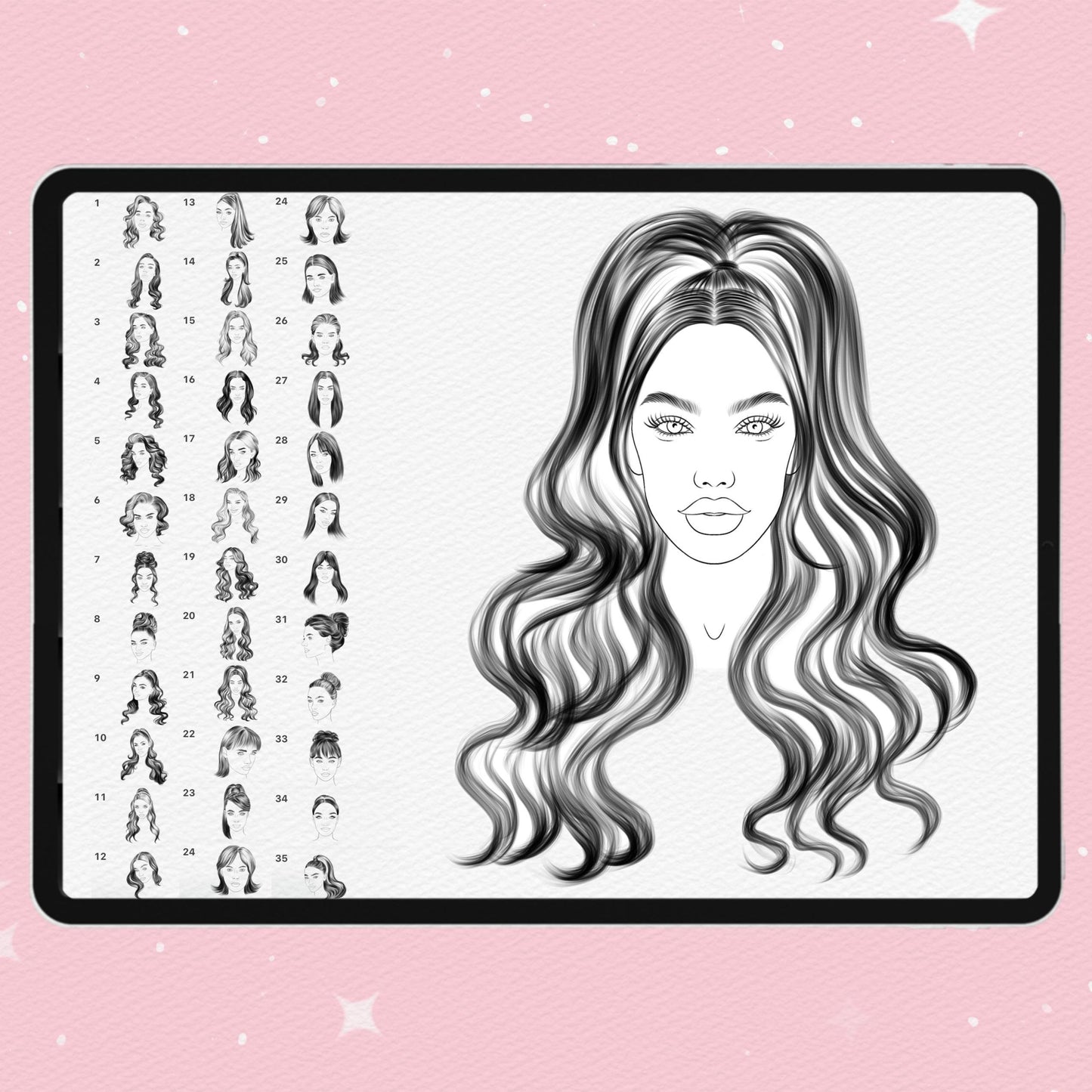 35 Female Face & Portrait Brushes for Procreate & Photoshop – Makeup & Guides