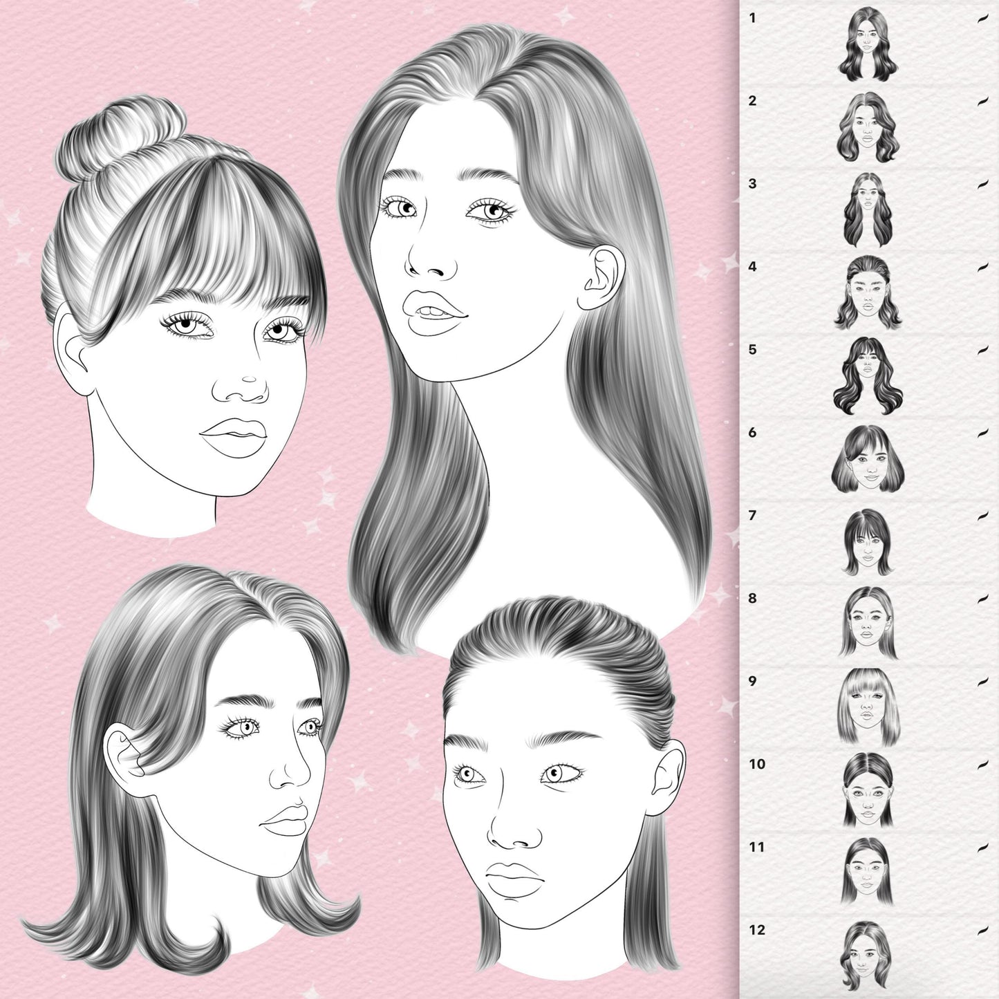 35 Asian Face & Portrait Brushes for Procreate & Photoshop – Korean, Japanese, Chinese Style