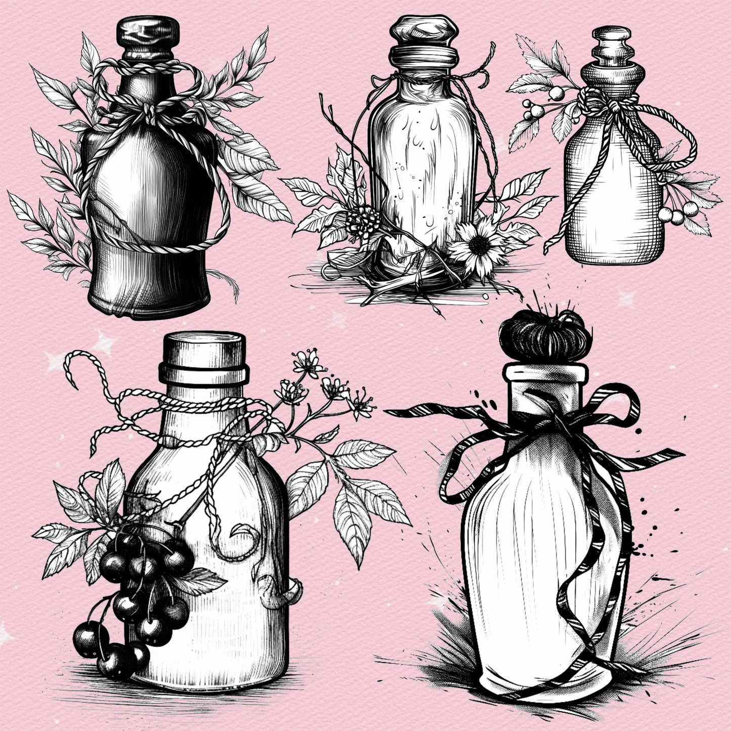 Photoshop Potion Bottles brushes. Photoshop Magic Potion Bottles, Mystic Spell Jar. Clip Studio tattoo brushes. Photoshop tattoo brushes