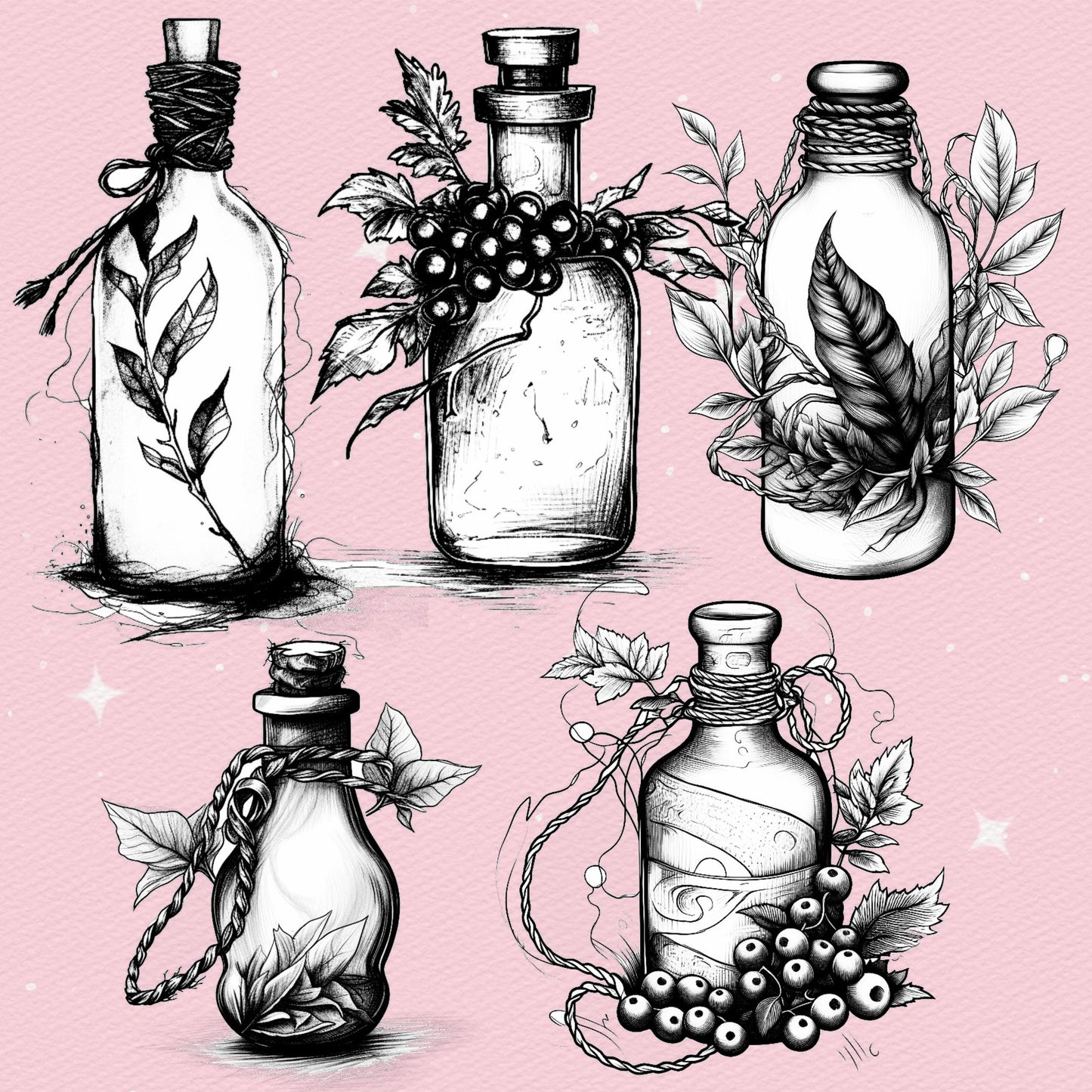 Photoshop Potion Bottles brushes. Photoshop Magic Potion Bottles, Mystic Spell Jar. Clip Studio tattoo brushes. Photoshop tattoo brushes