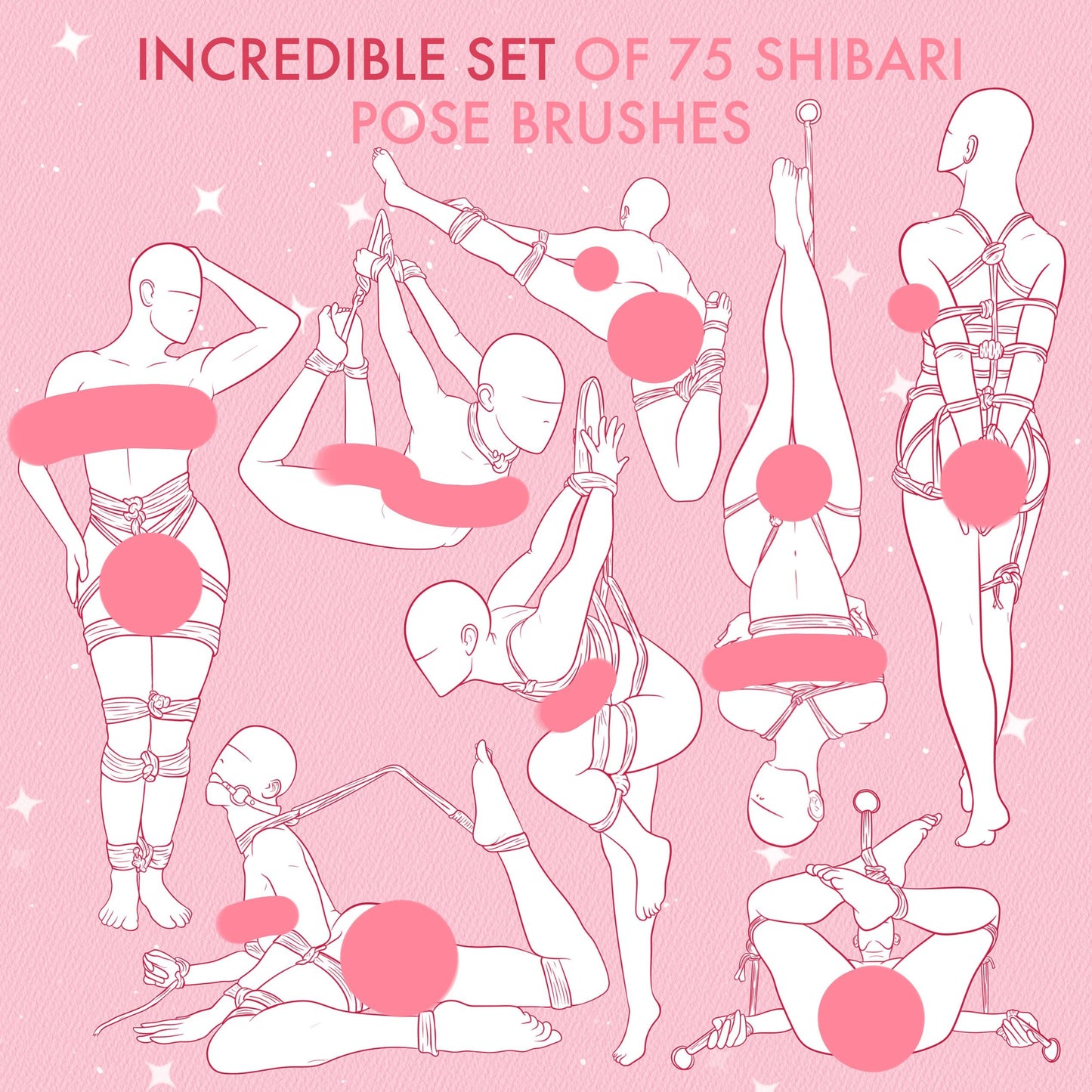 Shibari & Bondage Female Pose Brushes – Procreate & Photoshop (Mature Art)