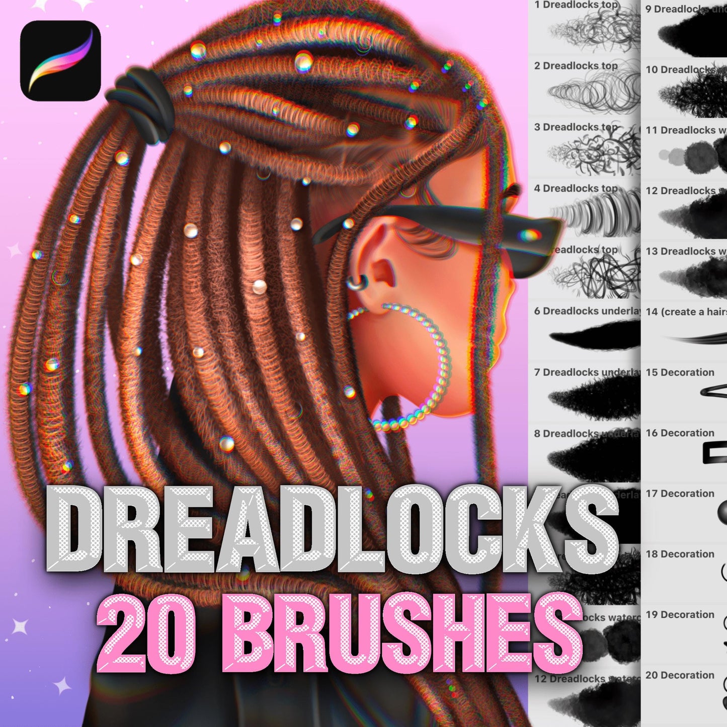 Procreate Hair & Dreadlocks Brushes for Realistic Portraits