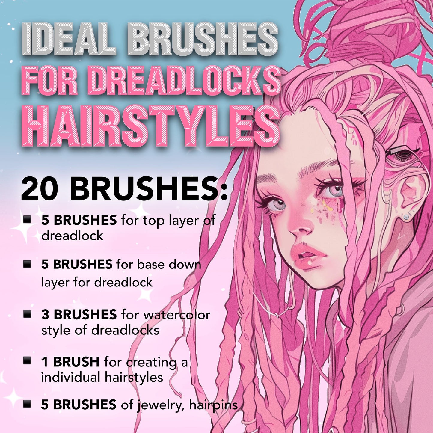 Procreate Hair & Dreadlocks Brushes for Realistic Portraits