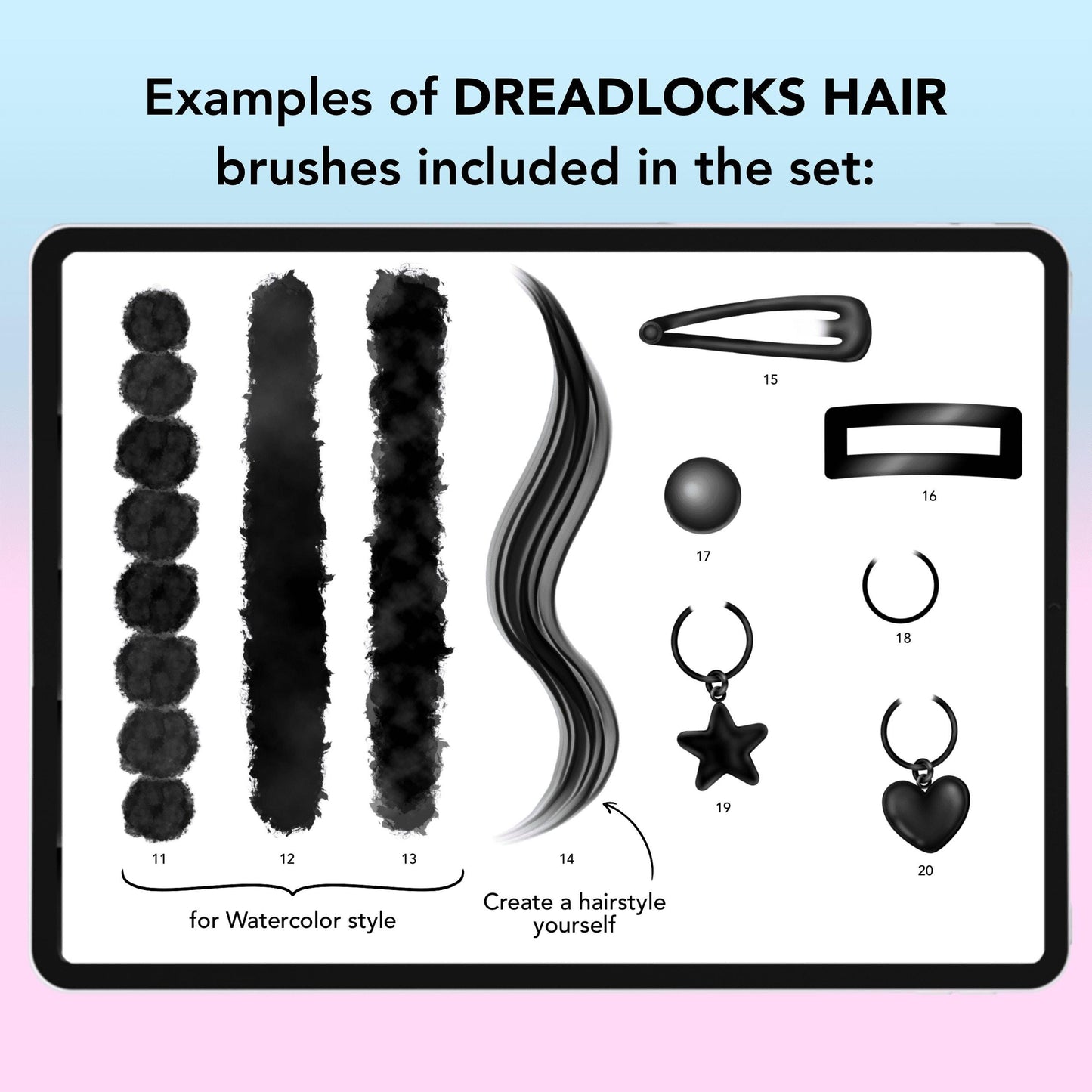 Procreate Hair & Dreadlocks Brushes for Realistic Portraits