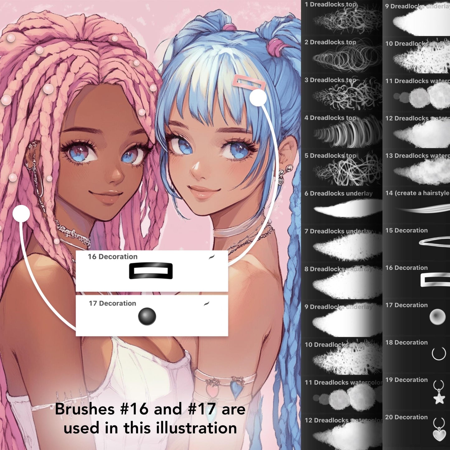Procreate Hair & Dreadlocks Brushes for Realistic Portraits