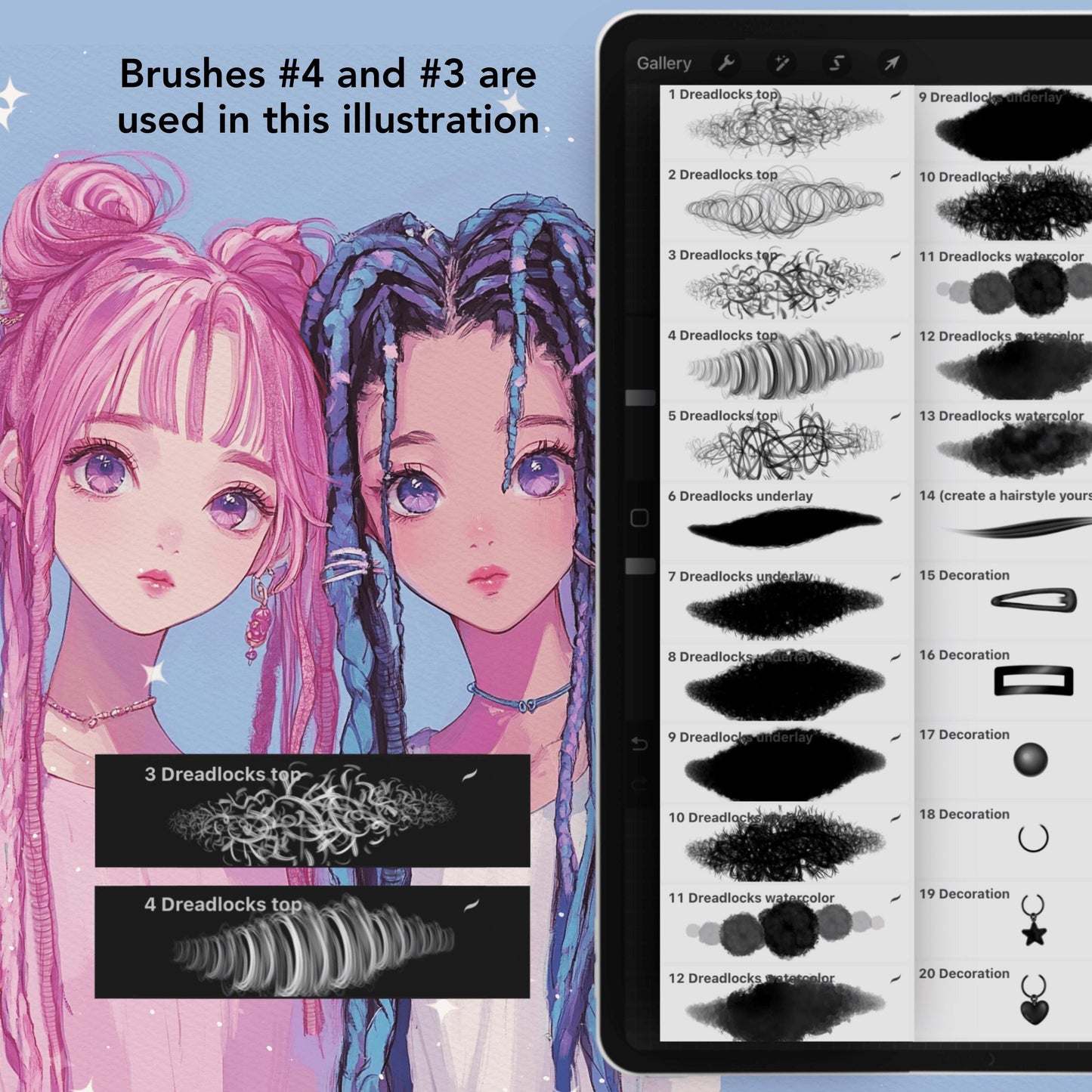 Procreate Hair & Dreadlocks Brushes for Realistic Portraits