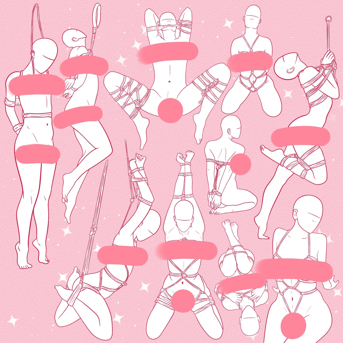 Shibari & Bondage Female Pose Brushes – Procreate & Photoshop (Mature Art)