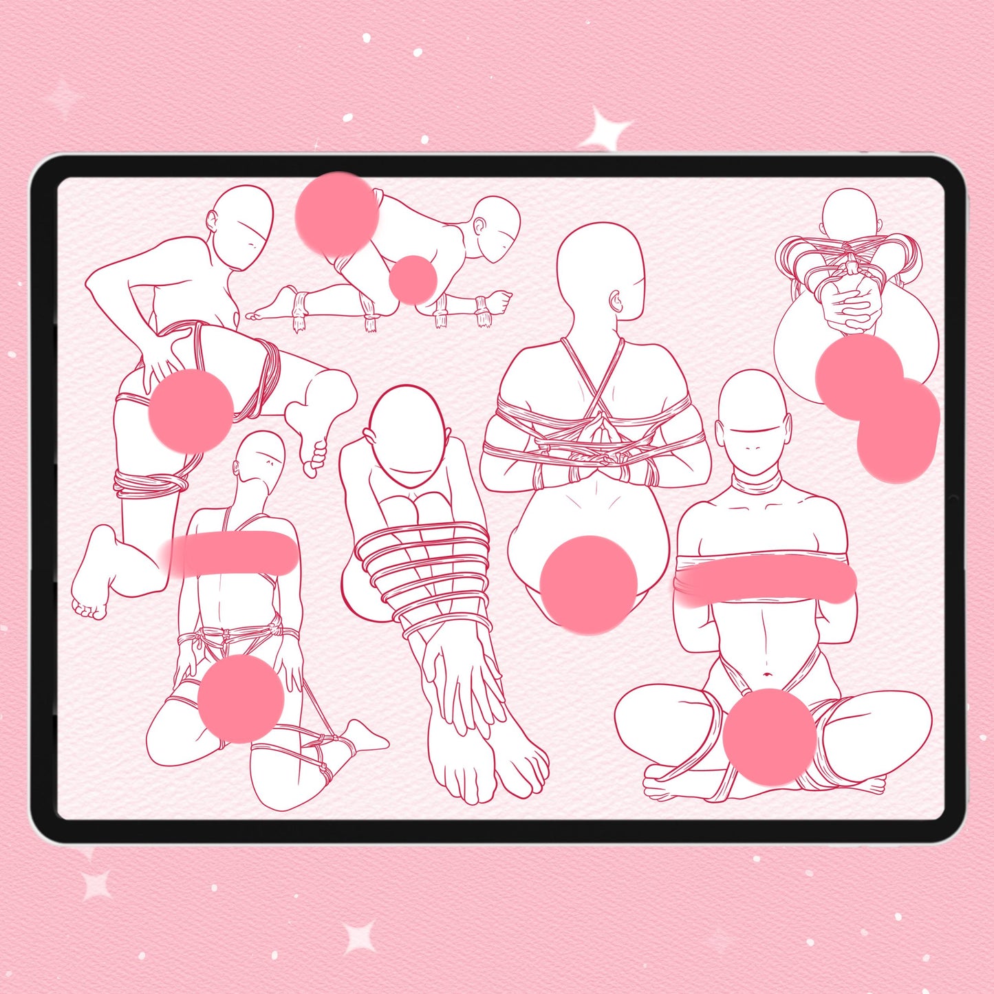 Shibari & Bondage Female Pose Brushes – Procreate & Photoshop (Mature Art)