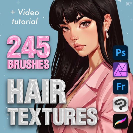 Hair Texture Brushes – Procreate & Photoshop Brush Set