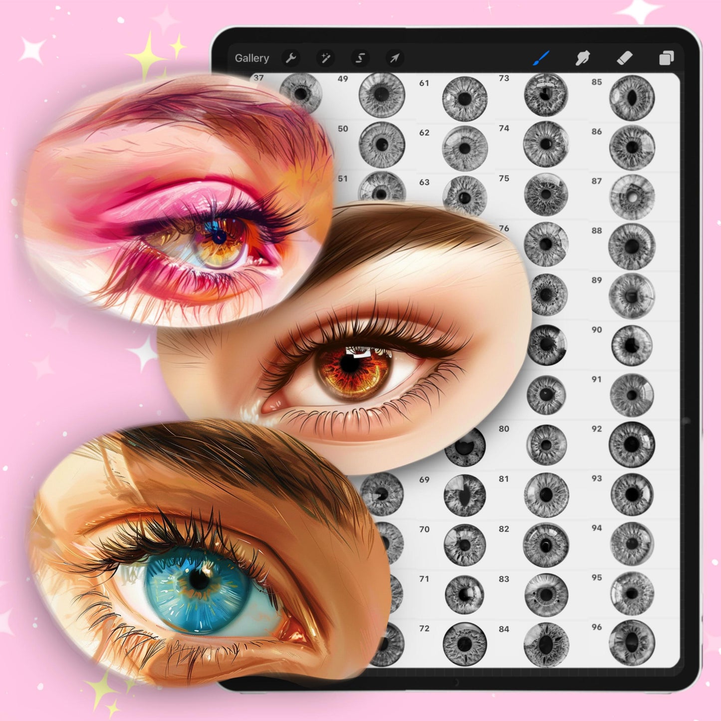 Eye Iris Brushes for Procreate, Photoshop, Clip Studio | Portrait Drawing Tools