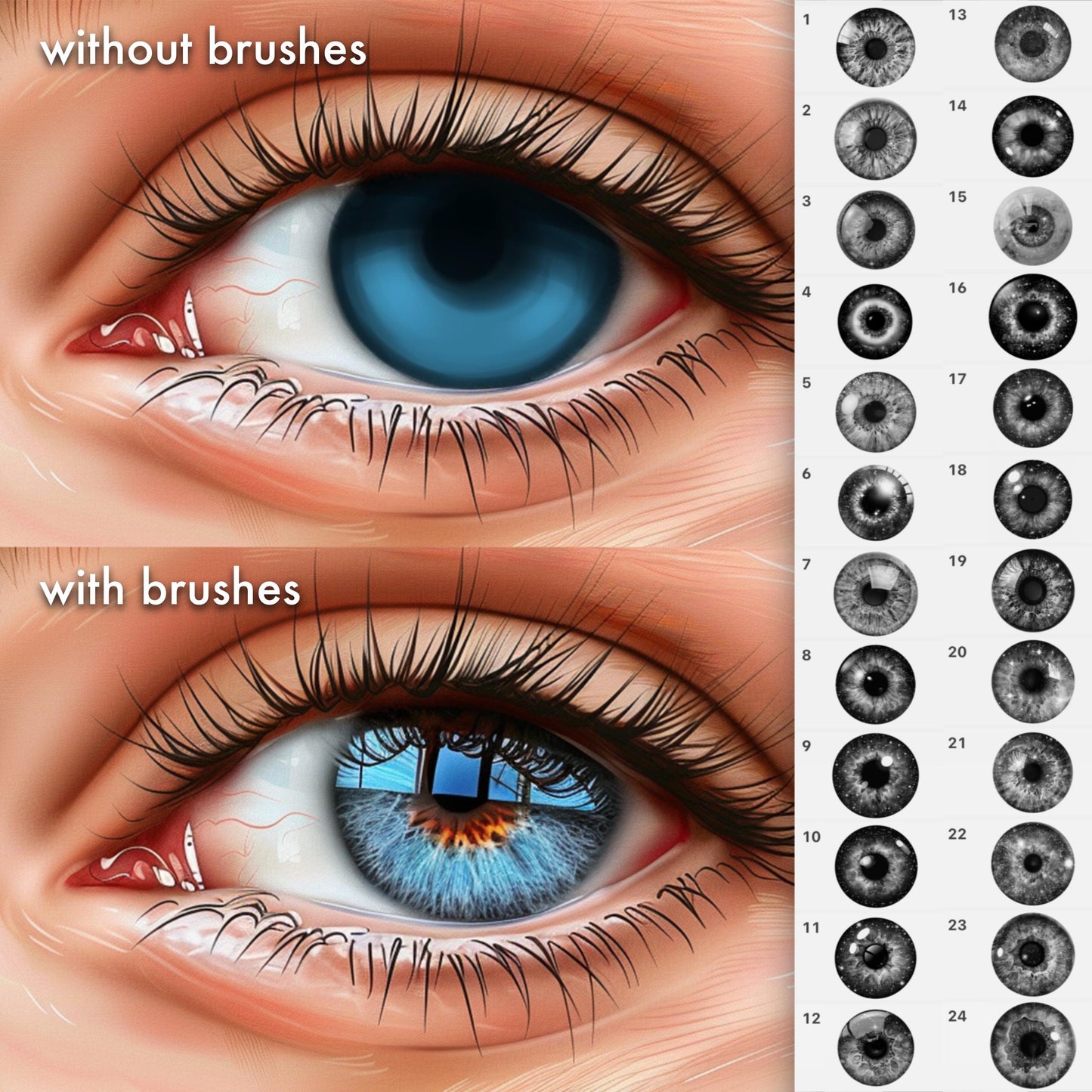 Eye Iris Brushes for Procreate, Photoshop, Clip Studio | Portrait Drawing Tools