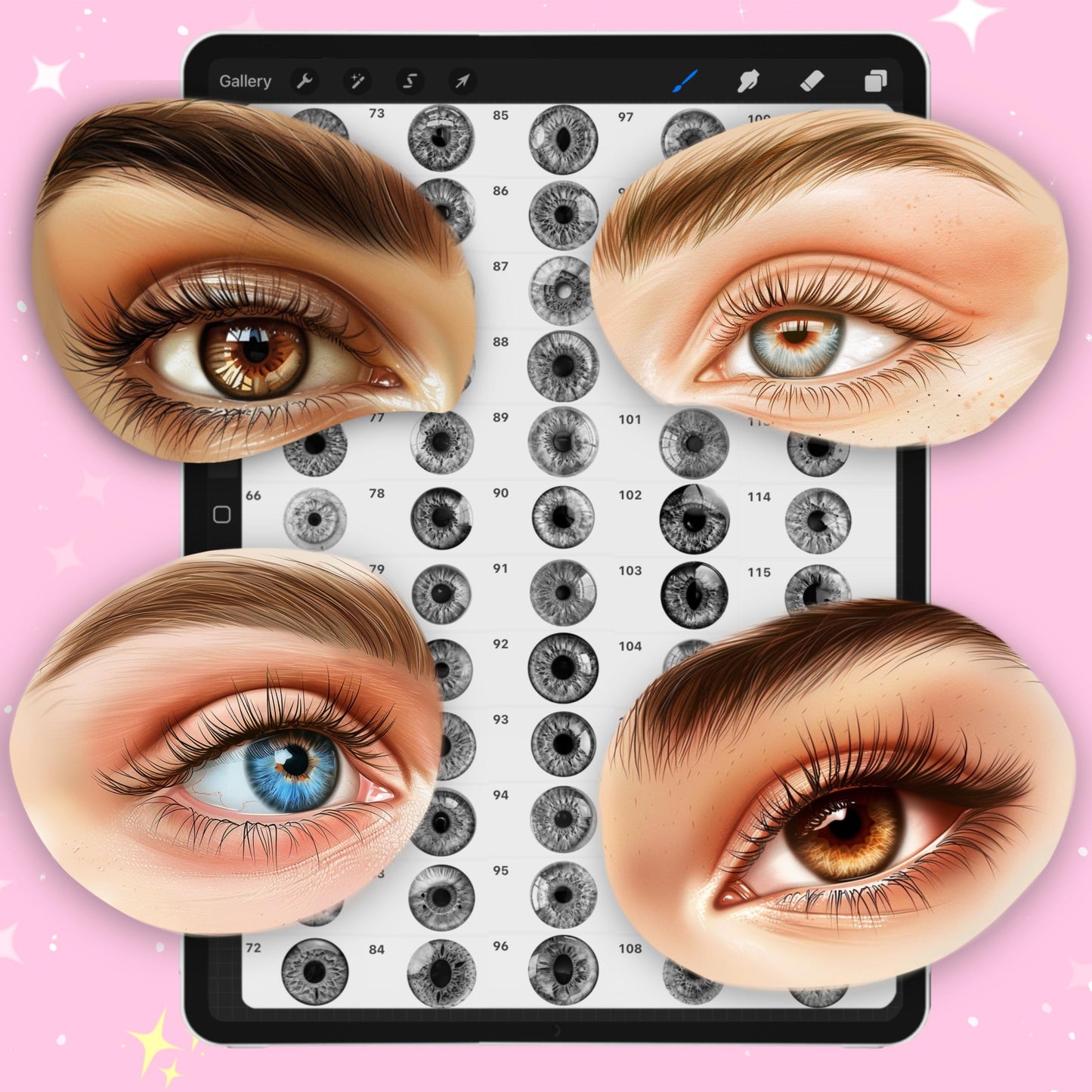 Eye Iris Brushes for Procreate, Photoshop, Clip Studio | Portrait Drawing Tools