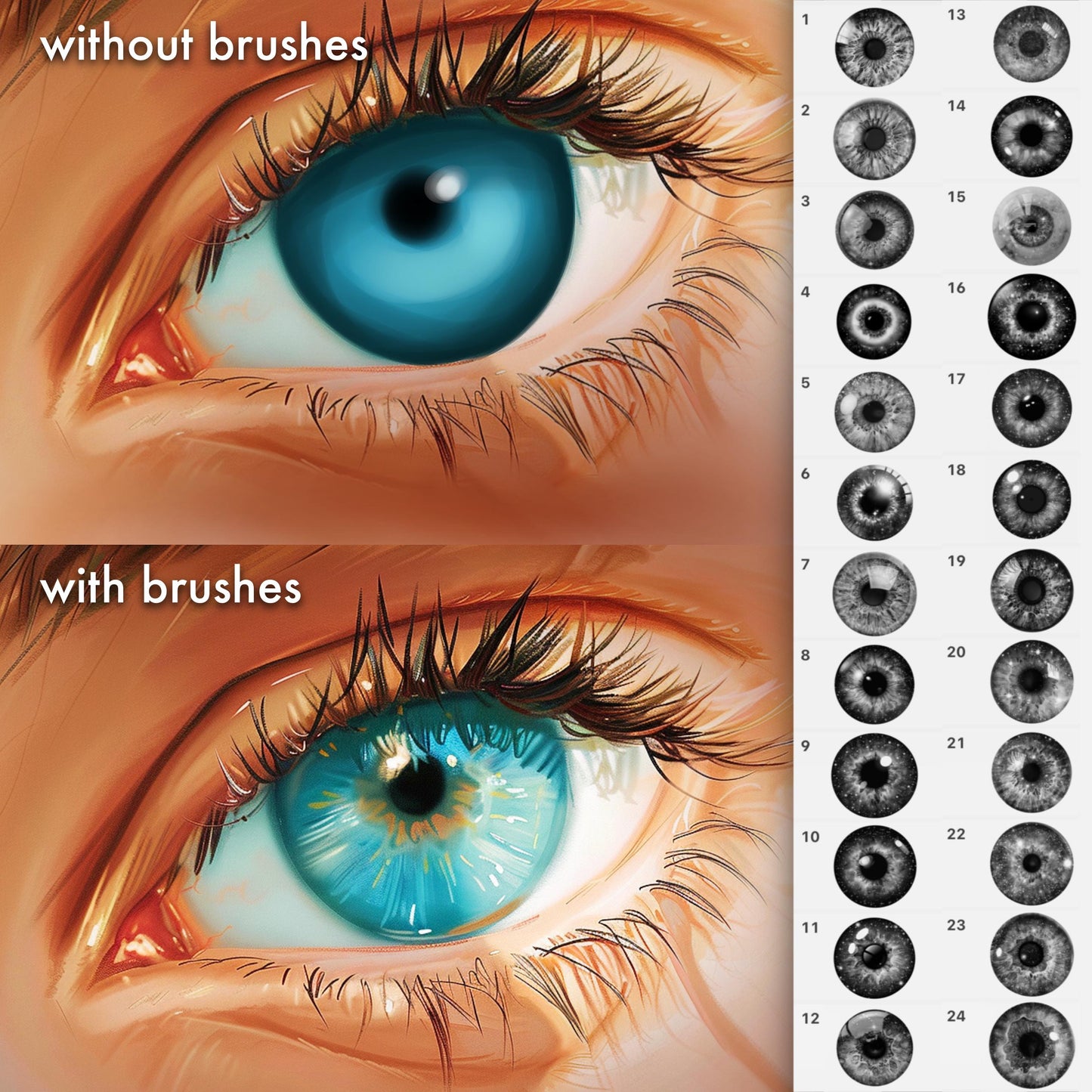 Eye Iris Brushes for Procreate, Photoshop, Clip Studio | Portrait Drawing Tools
