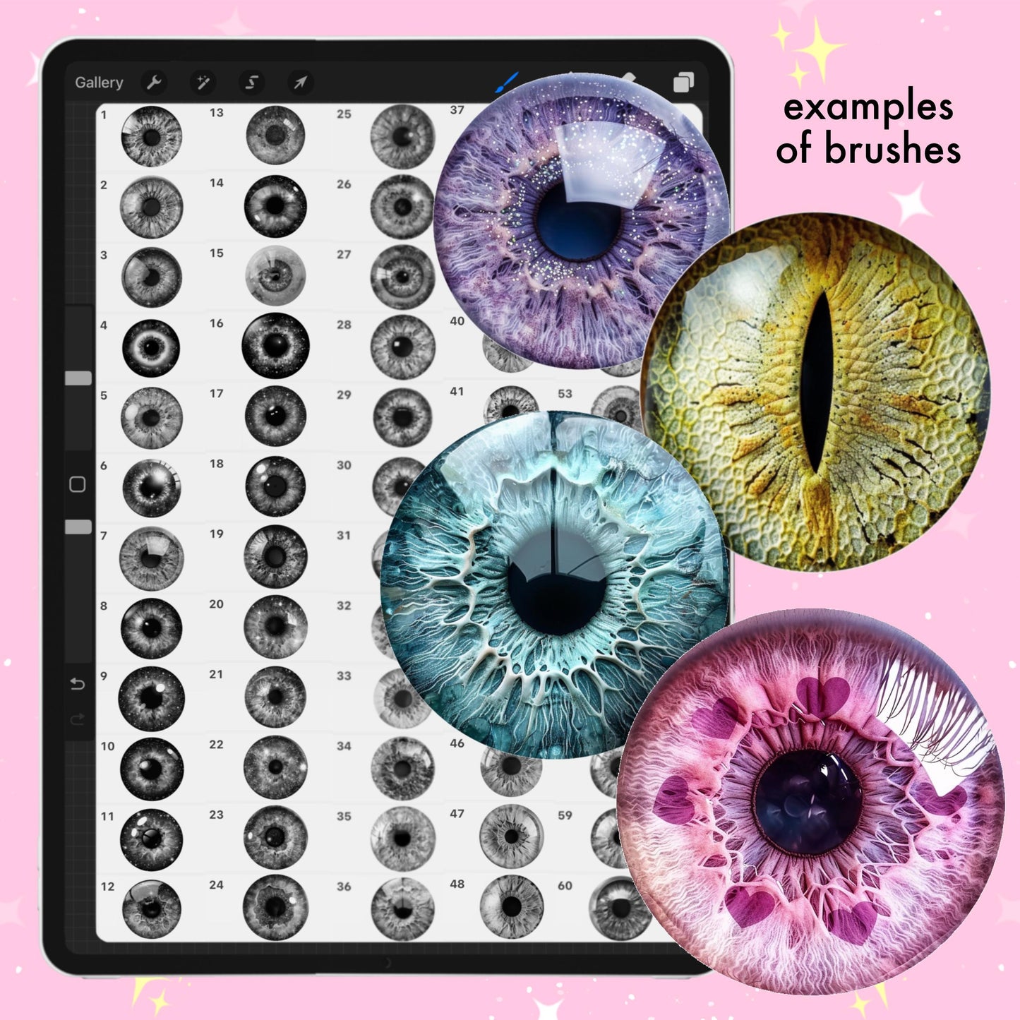 Eye Iris Brushes for Procreate, Photoshop, Clip Studio | Portrait Drawing Tools