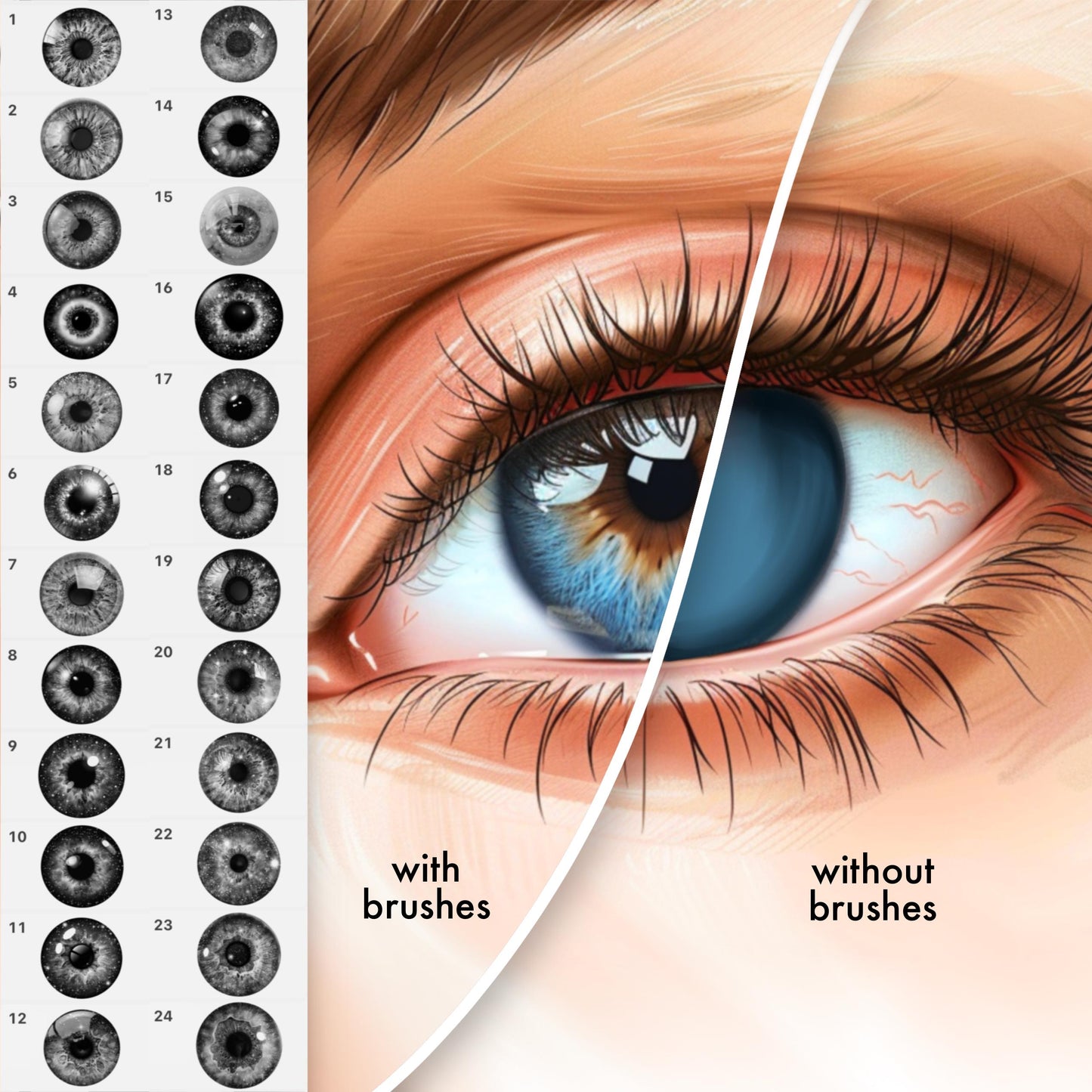 Eye Iris Brushes for Procreate, Photoshop, Clip Studio | Portrait Drawing Tools