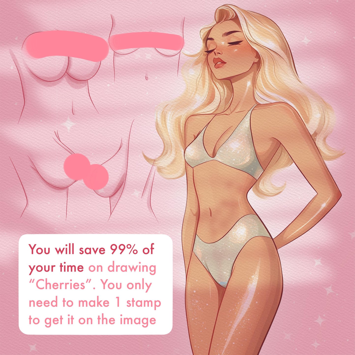 Procreate 가슴 확대 여성 바디 브러시 - 포토샵, 클립 스튜디오, 어피니티 포토용 여성 바디 포즈