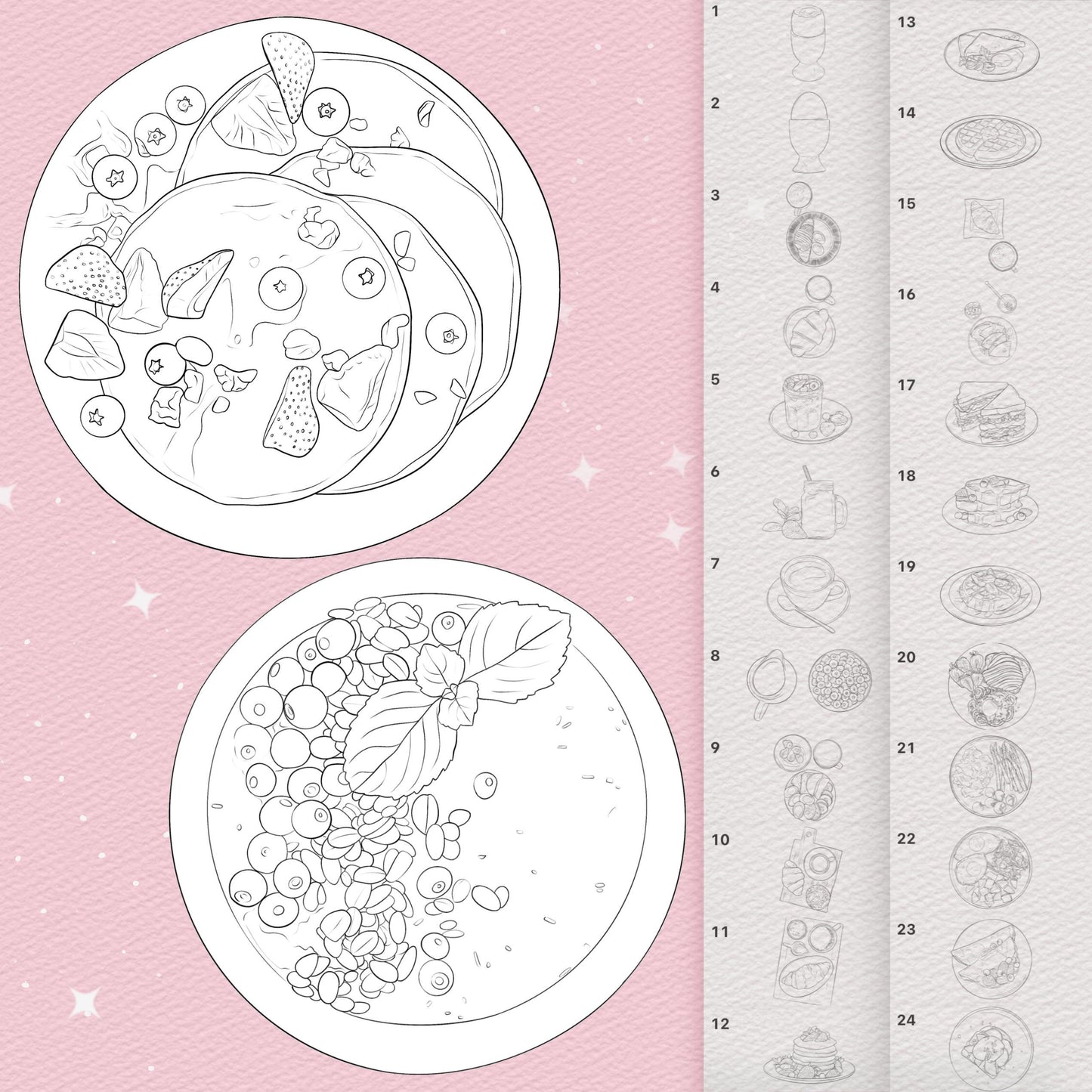 80 Food & Picnic Brushes for Procreate & Photoshop – Breakfast & Veggie Set