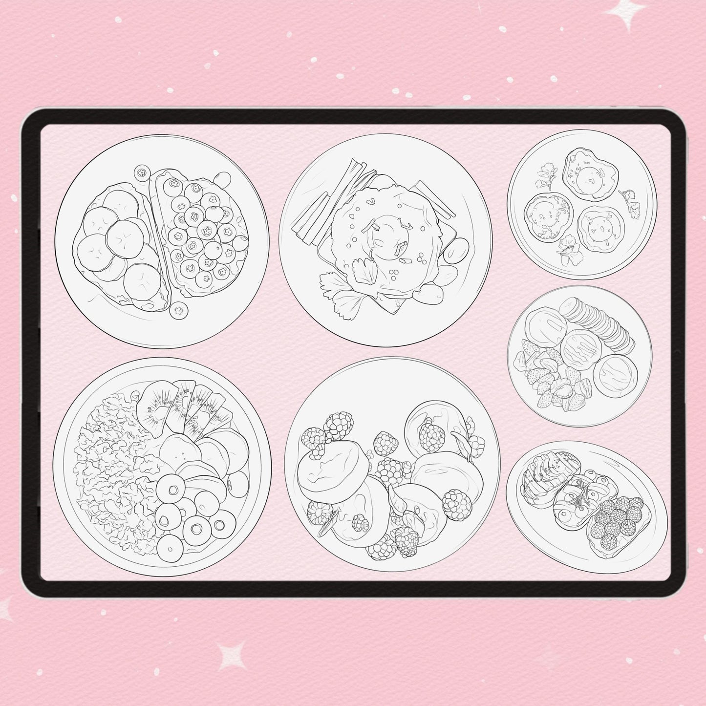 80 Food & Picnic Brushes for Procreate & Photoshop – Breakfast & Veggie Set