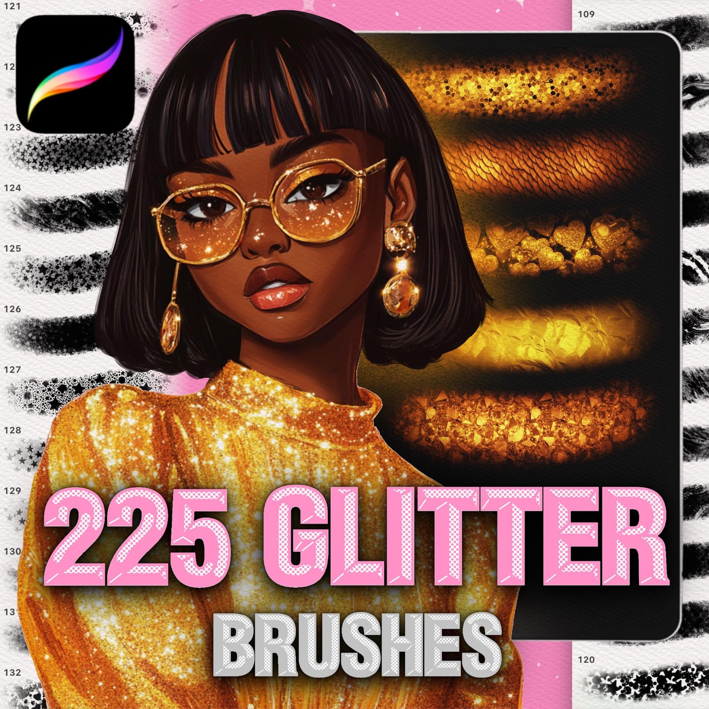 Procreate Glitter & Shimmer Brushes for Lettering & Textures