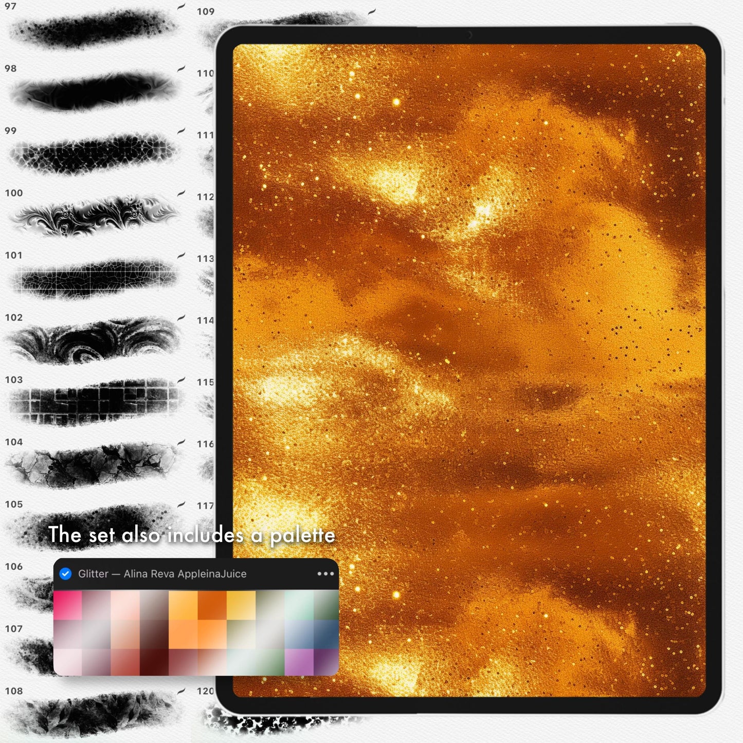 Procreate Glitter & Shimmer Brushes for Lettering & Textures