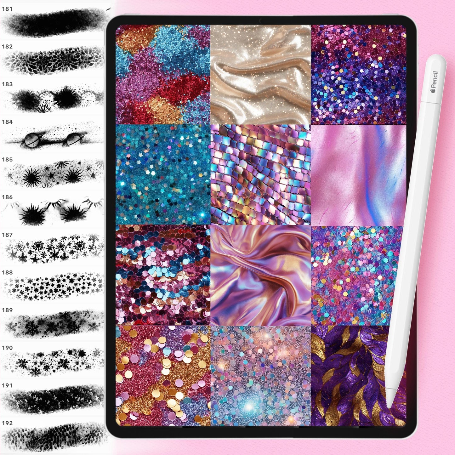 Procreate Glitter & Shimmer Brushes for Lettering & Textures