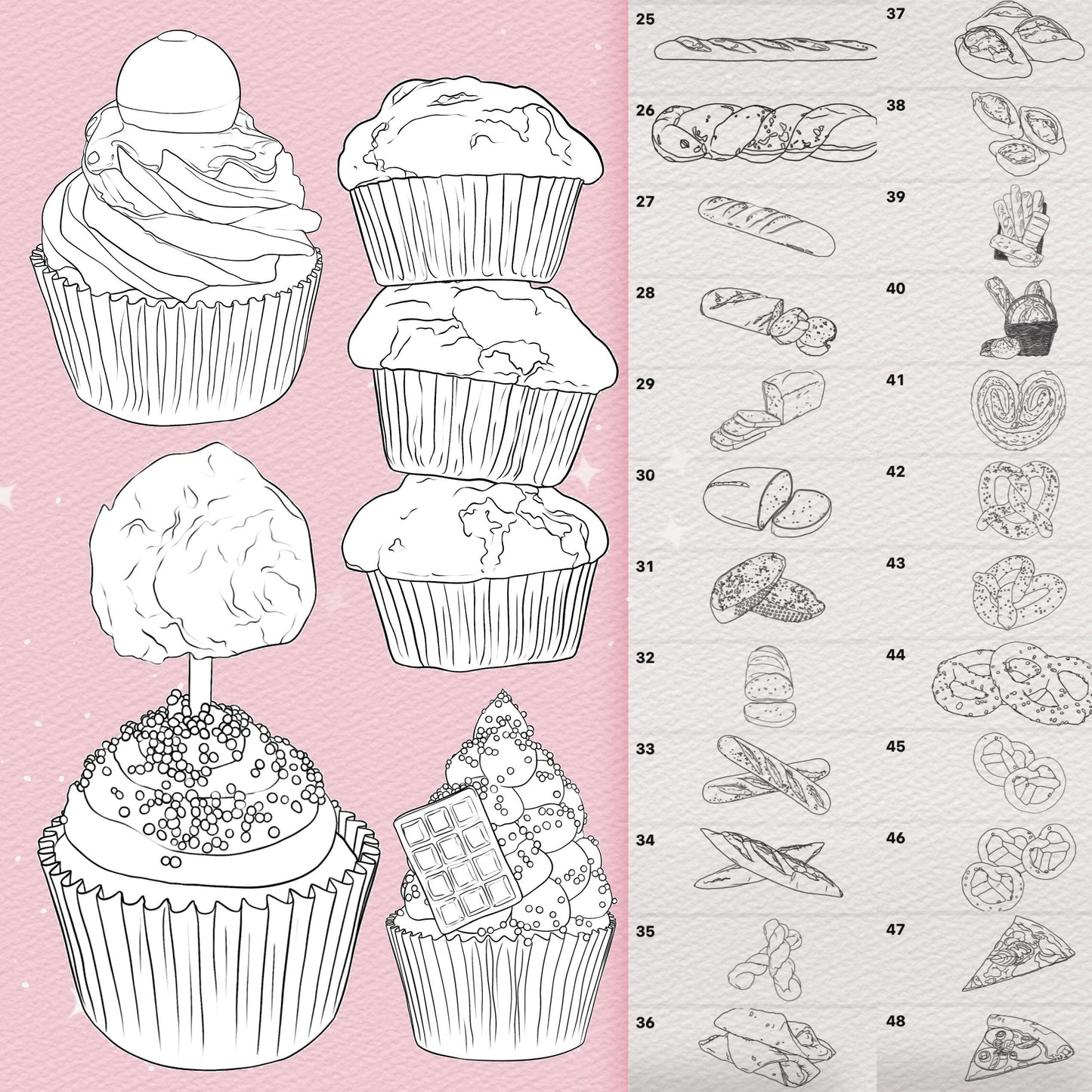 Procreate Cupcake Brushes – Photoshop Food & Sweets Stamps | Clip Studio Muffin & Dessert Brushes