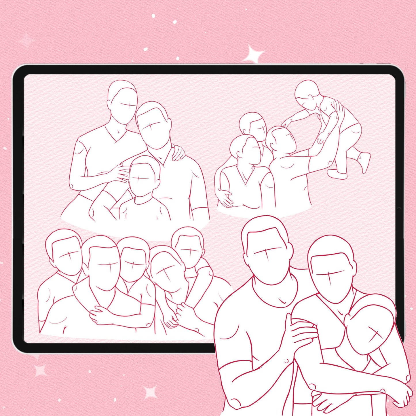 Family, Couple & Pregnancy Brushes for Procreate & Photoshop – Kids & Love Stamp Set