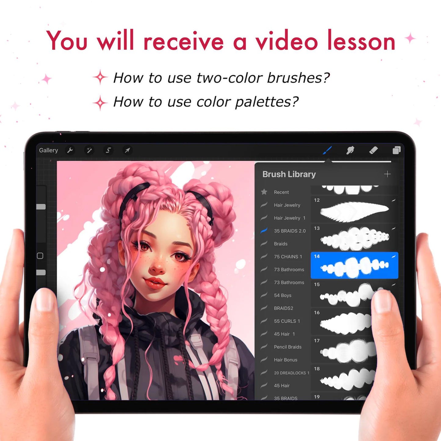Hair, Braids, Hairstyle & Portrait Brushes for Procreate