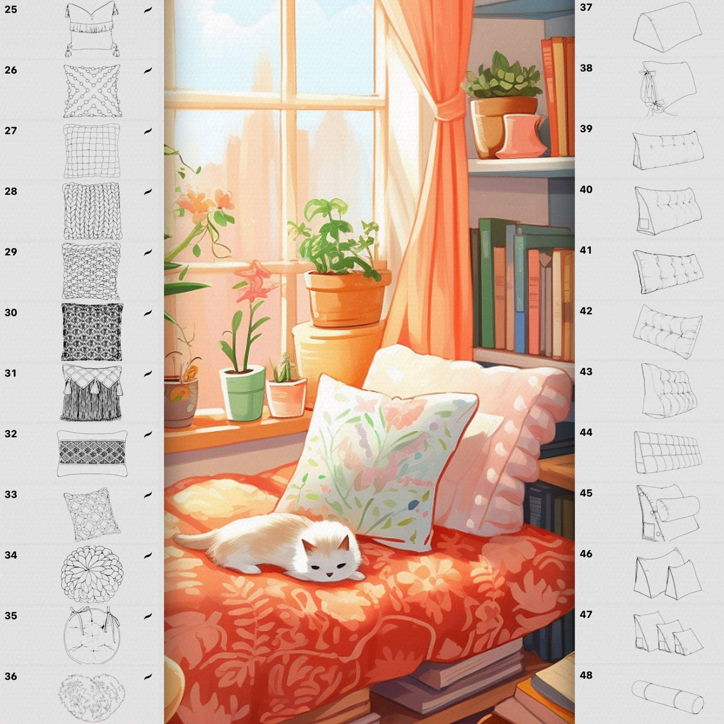 95 Interior & Pillow Brushes for Procreate & Photoshop – Furniture & Decor Set