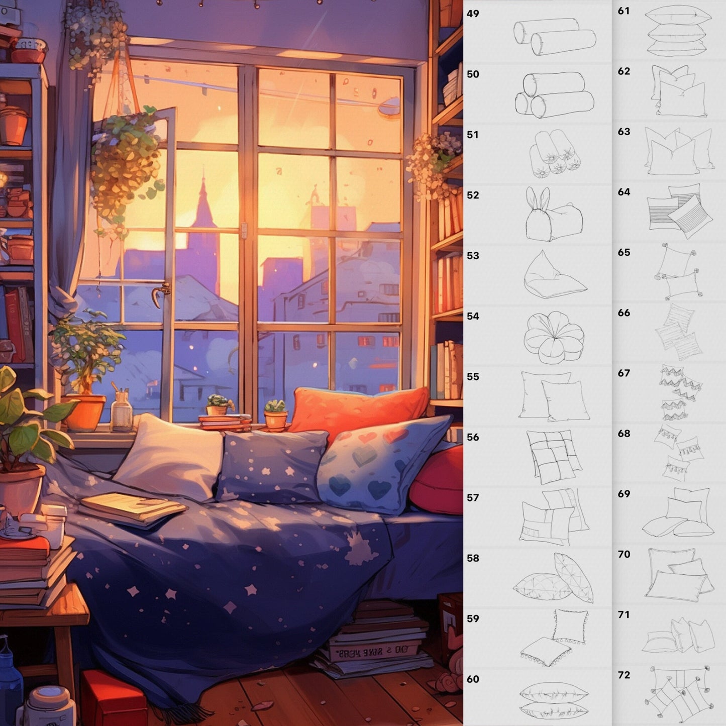 95 Interior & Pillow Brushes for Procreate & Photoshop – Furniture & Decor Set