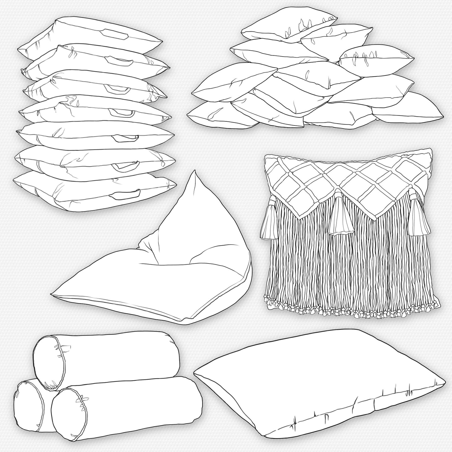 95 Interior & Pillow Brushes for Procreate & Photoshop – Furniture & Decor Set